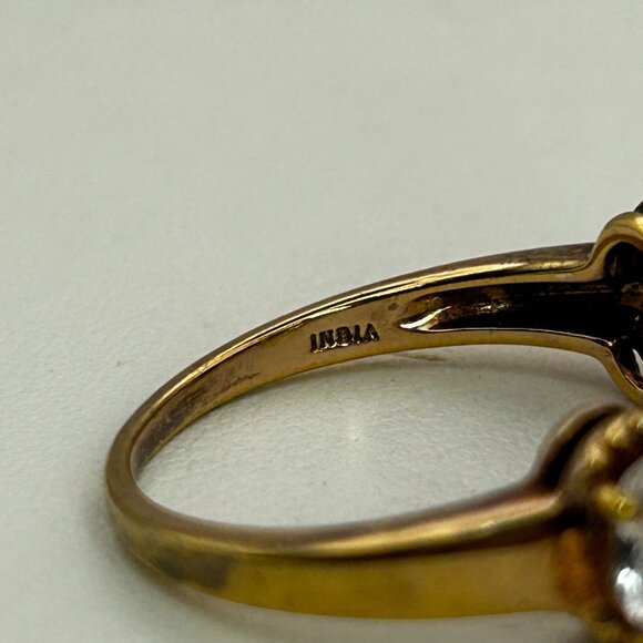 White Topaz and Rose Gold Vermeil Ring Antique Finish SBL 925 India SIZE 9 - Picture 7 of 7